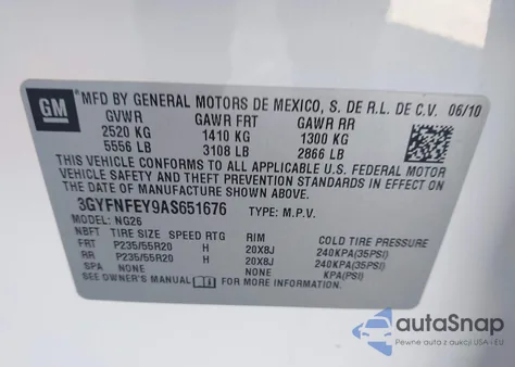 2010 Cadillac Srx Premium Collection from USA, damaged, VIN 3GYFNFEY9AS651676